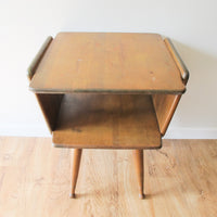 Danish Style Wood Side Table Two-Tier Vintage Antique