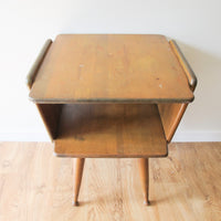 Danish Style Wood Side Table Two-Tier Vintage Antique