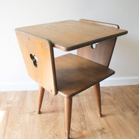 Danish Style Wood Side Table Two-Tier Vintage Antique