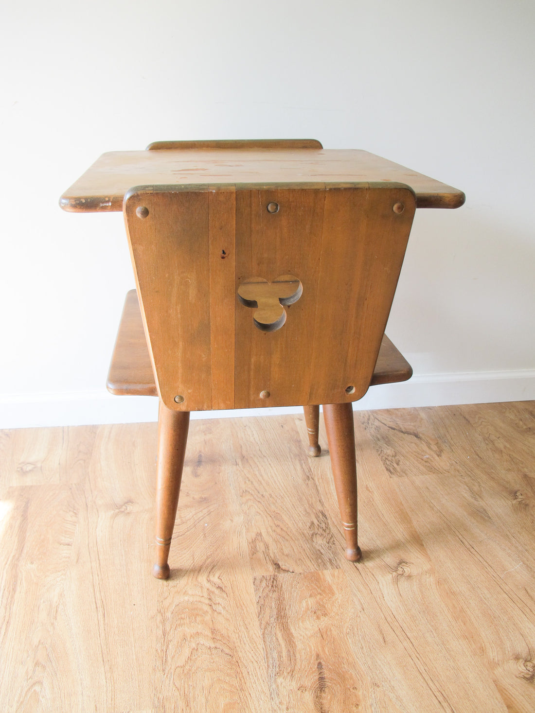 Danish Style Wood Side Table Two-Tier Vintage Antique