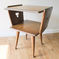Danish Style Wood Side Table Two-Tier Vintage Antique
