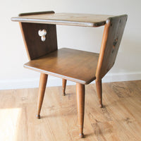 Danish Style Wood Side Table Two-Tier Vintage Antique
