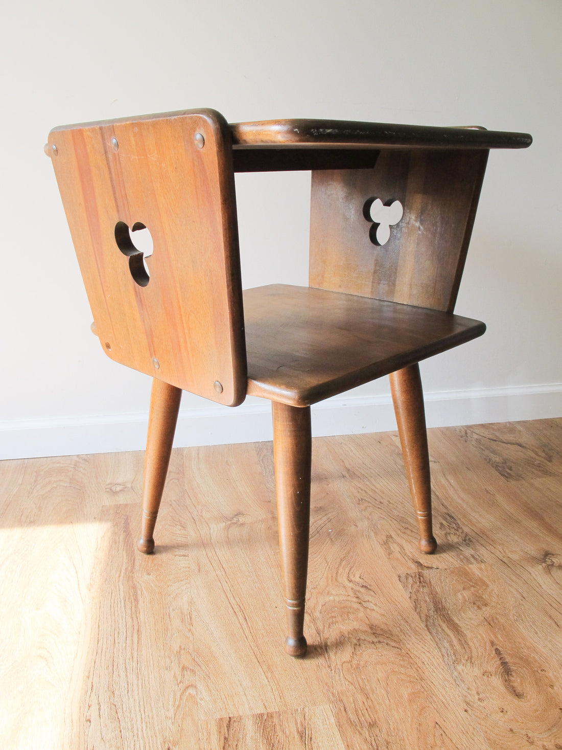Danish Style Wood Side Table Two-Tier Vintage Antique