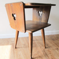 Danish Style Wood Side Table Two-Tier Vintage Antique