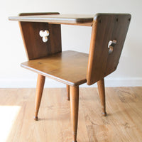 Danish Style Wood Side Table Two-Tier Vintage Antique