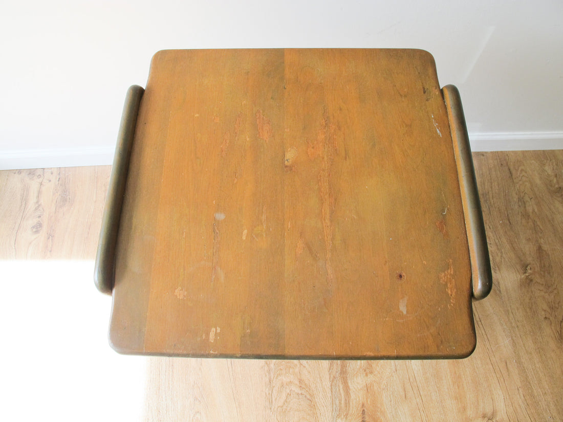 Danish Style Wood Side Table Two-Tier Vintage Antique
