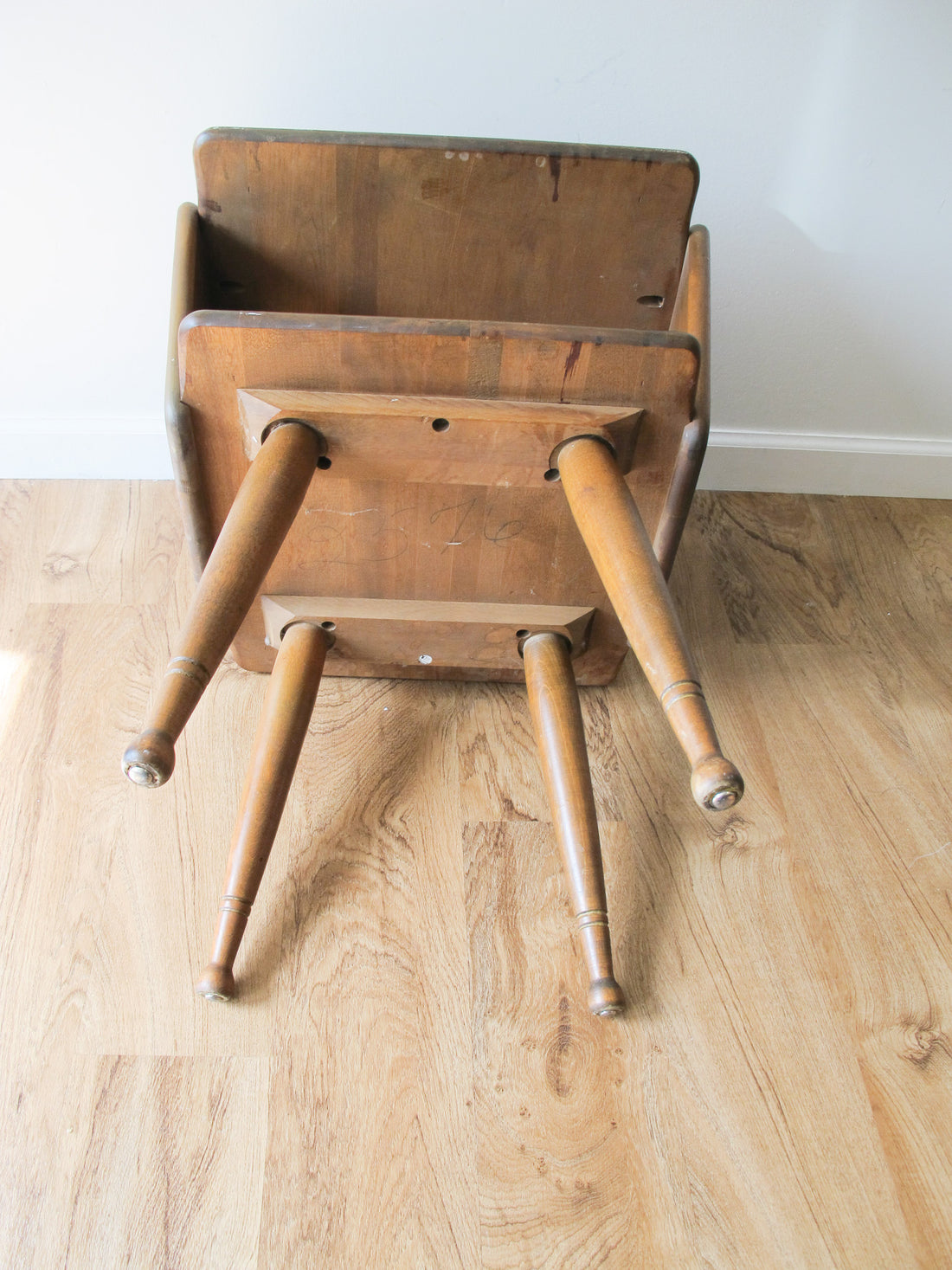 Danish Style Wood Side Table Two-Tier Vintage Antique