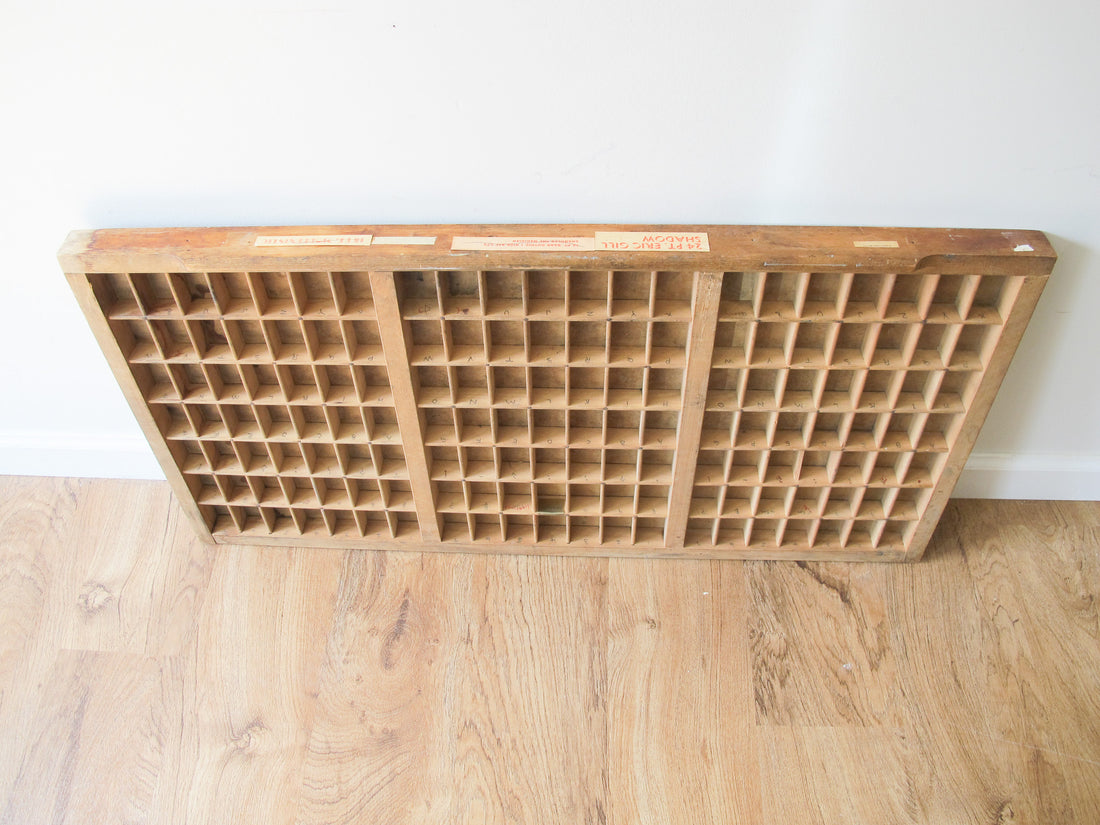 Wood Print Drawer Wall Shelf Antique Printers Shelf