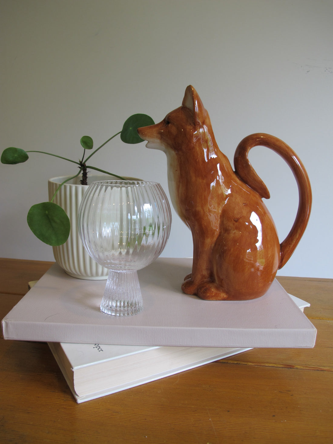 Fox Ceramic Water Pitcher – Hand-Painted Animal Stoneware Jug