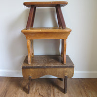 Antique Primitive Wood Stools – Rustic Handmade Seating & Display