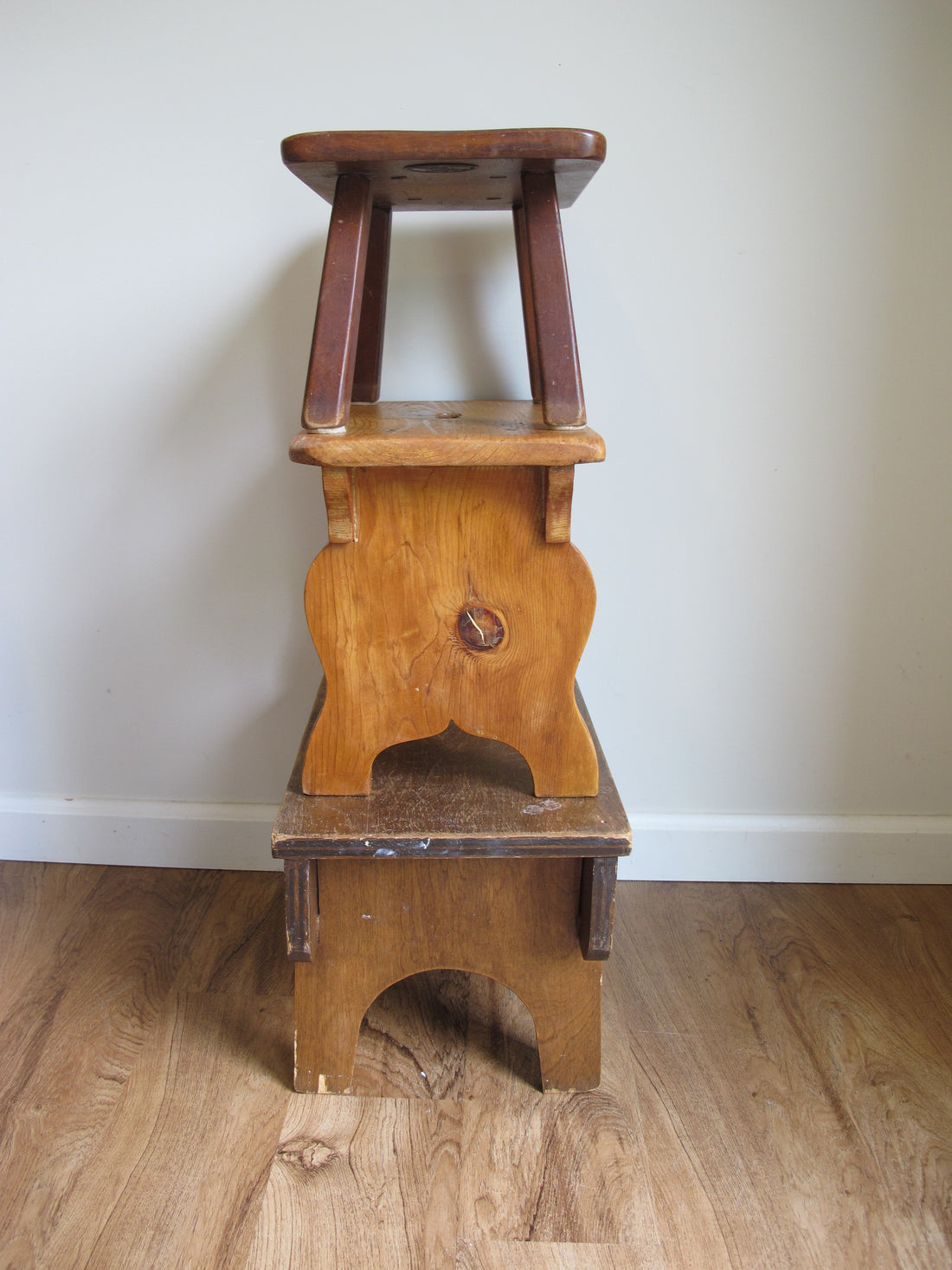 Antique Primitive Wood Stools – Rustic Handmade Seating & Display