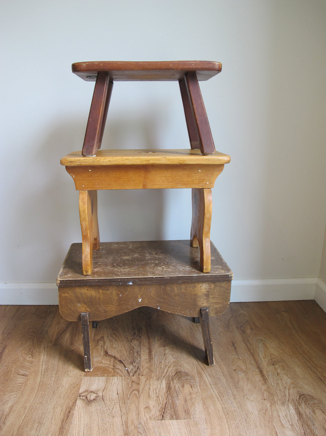 Antique Primitive Wood Stools – Rustic Handmade Seating & Display