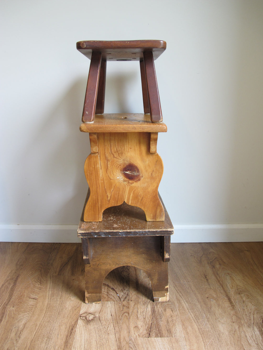 Antique Primitive Wood Stools – Rustic Handmade Seating & Display