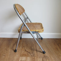 Vintage Folding Cane Kids Chair – Chrome Frame Child’s Folding Seat