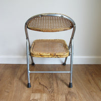 Vintage Folding Cane Kids Chair – Chrome Frame Child’s Folding Seat