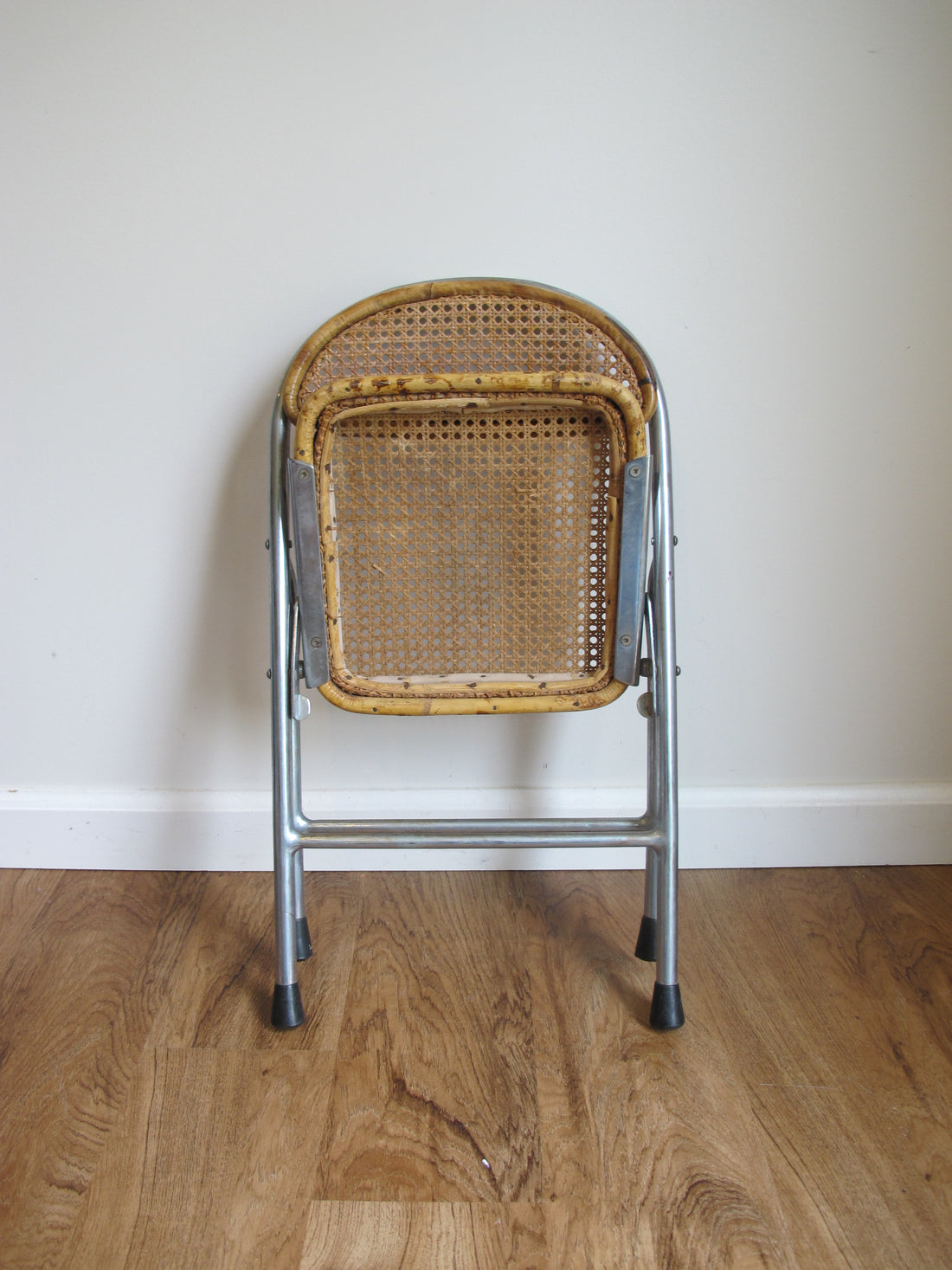 Vintage Folding Cane Kids Chair – Chrome Frame Child’s Folding Seat