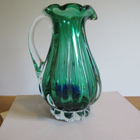 Green Blue Murano Glass Pitcher Vintage