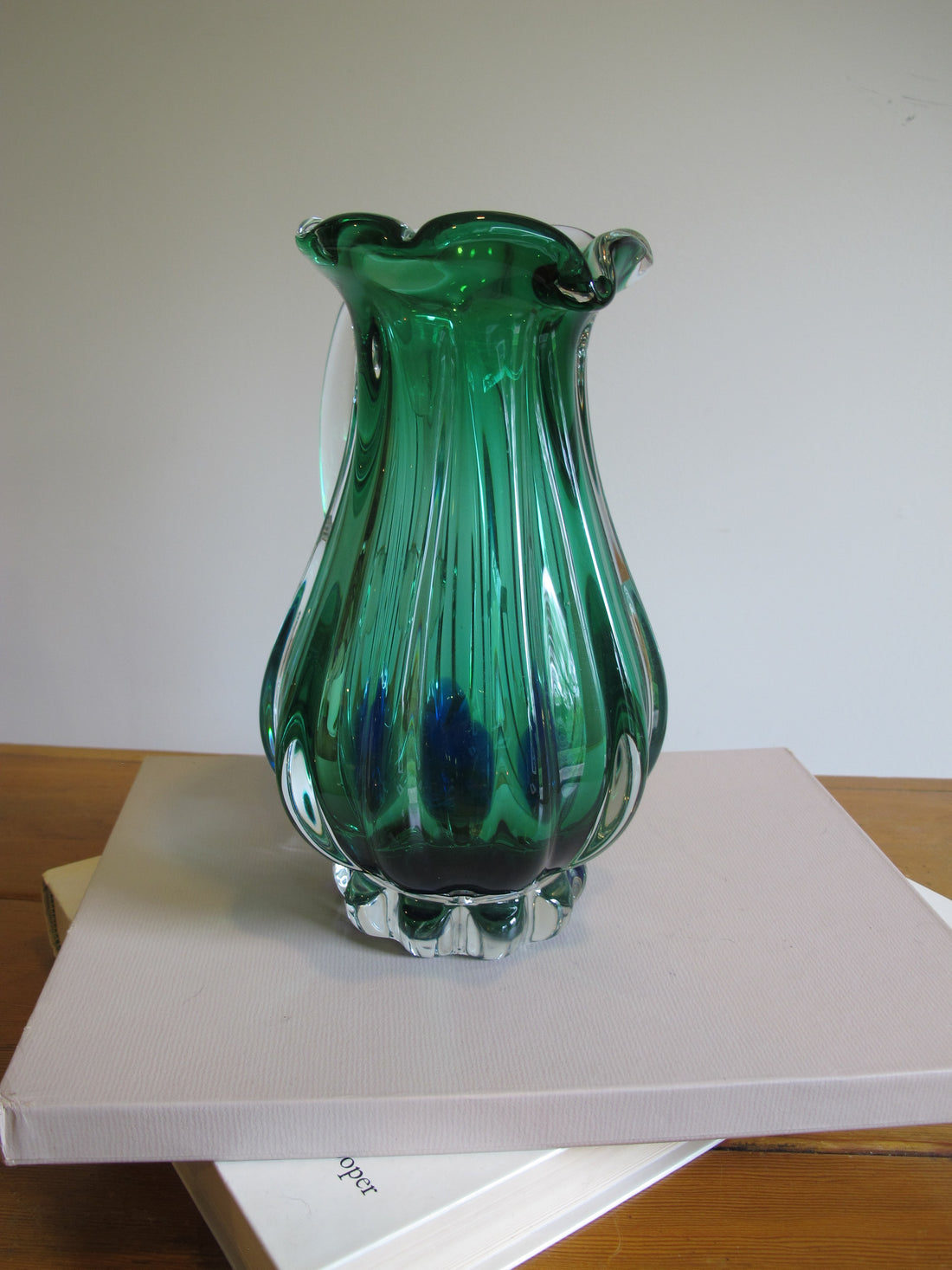 Green Blue Murano Glass Pitcher Vintage