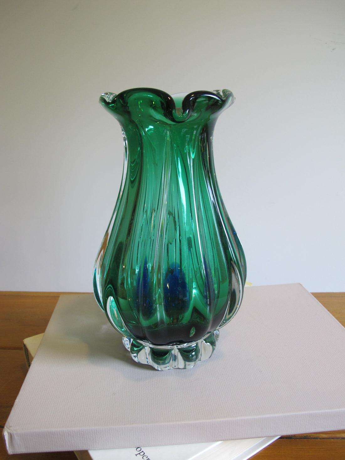 Green Blue Murano Glass Pitcher Vintage