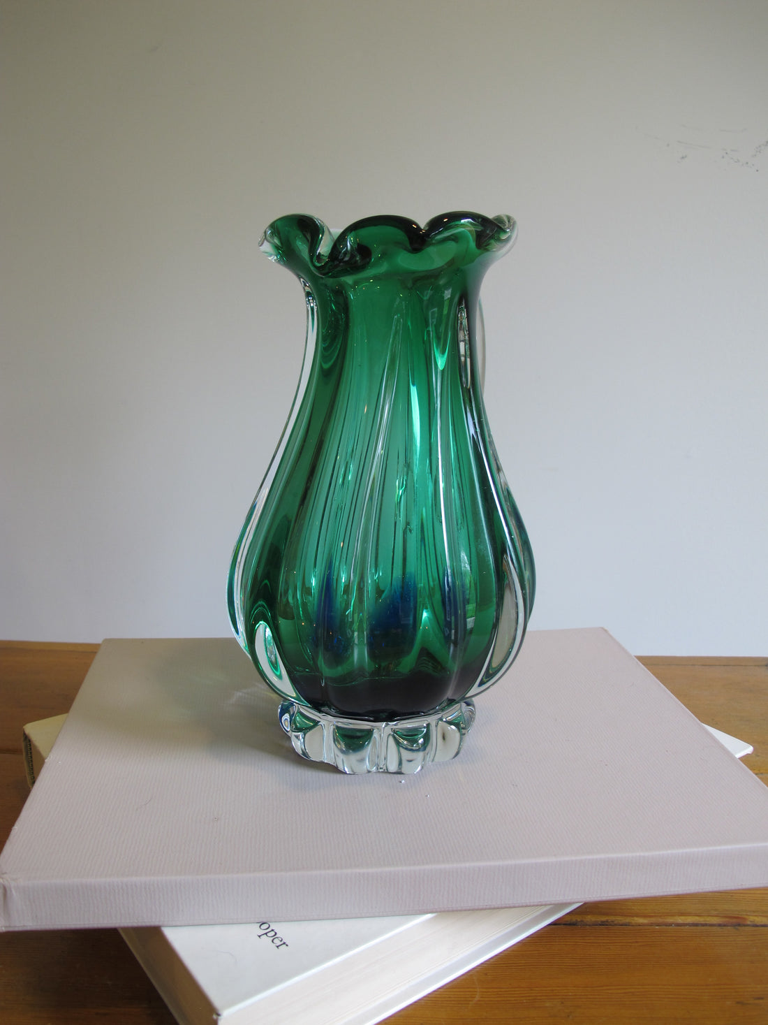 Green Blue Murano Glass Pitcher Vintage