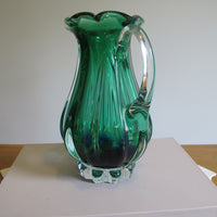 Green Blue Murano Glass Pitcher Vintage