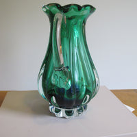 Green Blue Murano Glass Pitcher Vintage