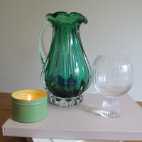 Green Blue Murano Glass Pitcher Vintage