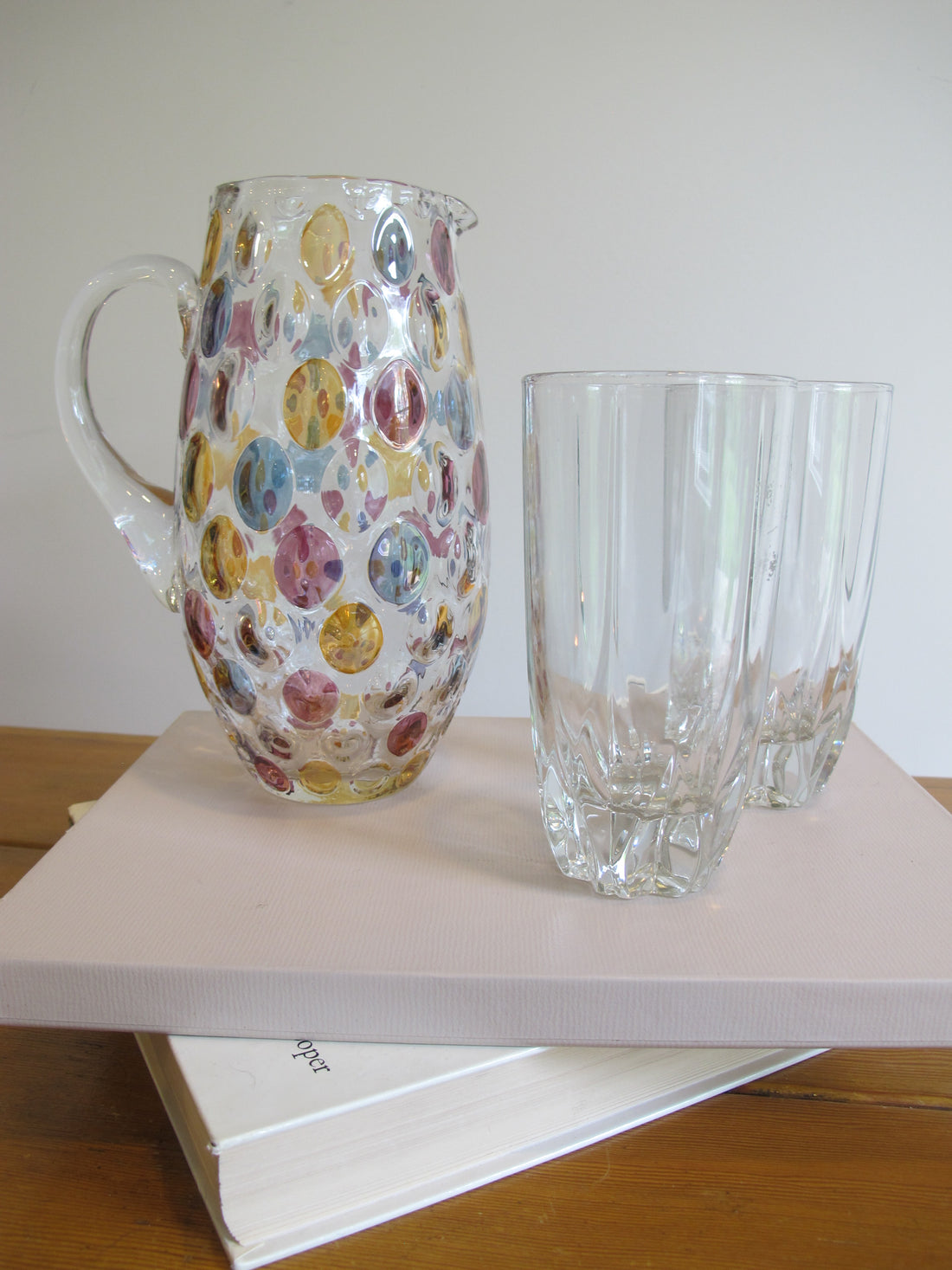 Vintage Speckled Glass Pitcher – Handblown Decorative Water Jug