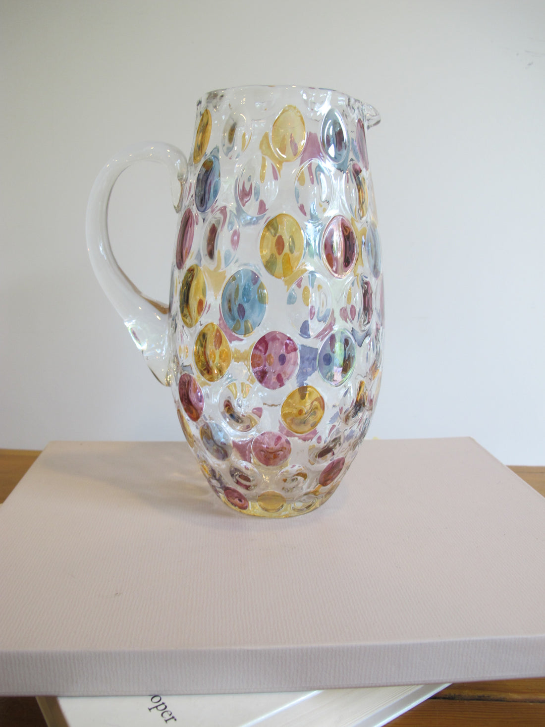 Vintage Speckled Glass Pitcher – Handblown Decorative Water Jug