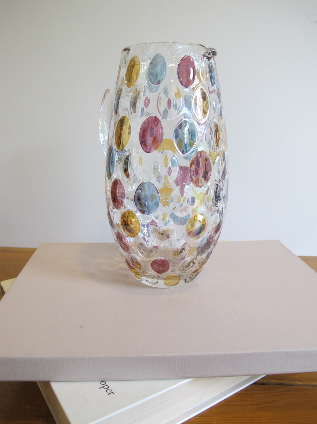 Vintage Speckled Glass Pitcher – Handblown Decorative Water Jug