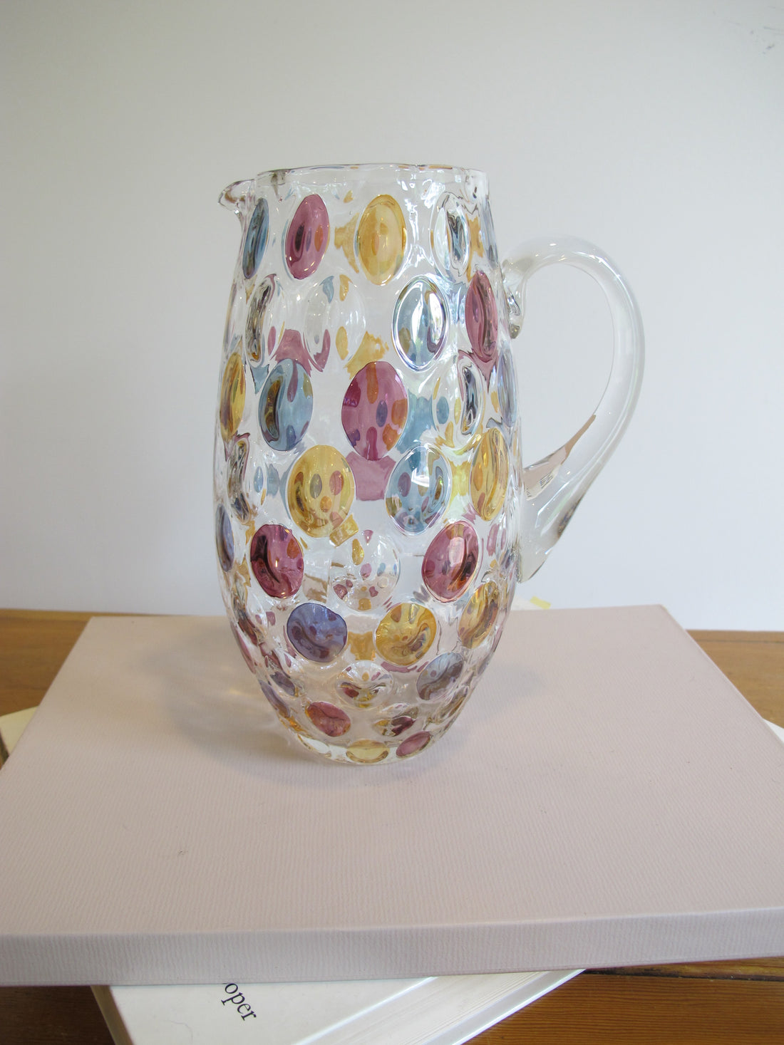 Vintage Speckled Glass Pitcher – Handblown Decorative Water Jug