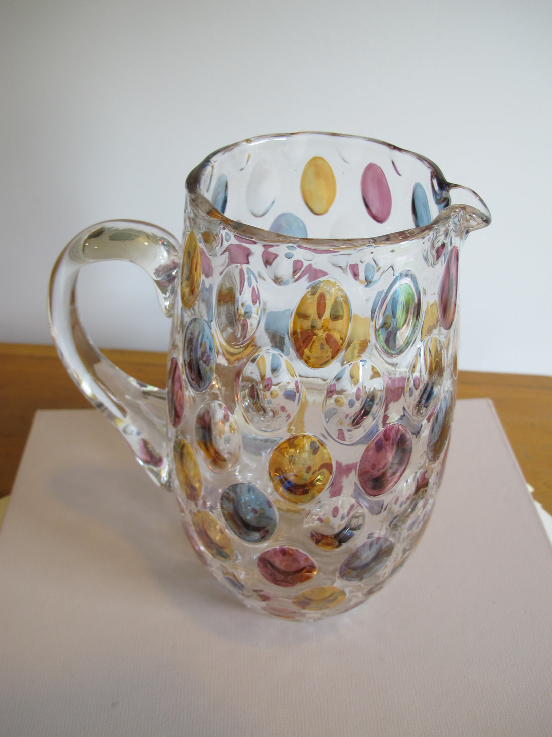 Vintage Speckled Glass Pitcher – Handblown Decorative Water Jug