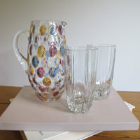 Vintage Speckled Glass Pitcher – Handblown Decorative Water Jug
