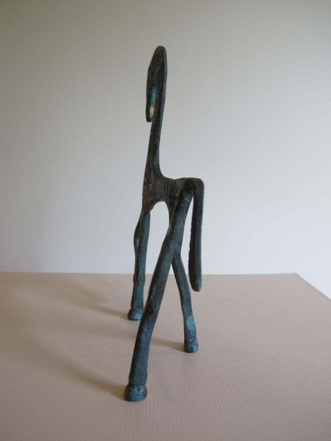 Vintage Oxidized Brass Horse Figurine – Patina Equestrian Sculpture Decor