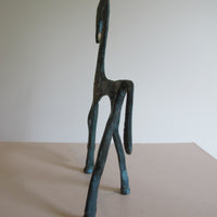 Vintage Oxidized Brass Horse Figurine – Patina Equestrian Sculpture Decor