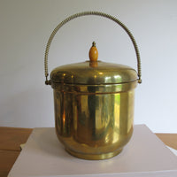 Vintage Pyrex & Brass Mid-Century Ice Bucket with Lid – Retro Barware Serving Accessory