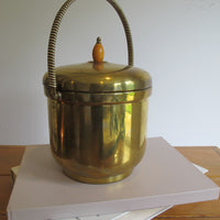 Vintage Pyrex & Brass Mid-Century Ice Bucket with Lid – Retro Barware Serving Accessory