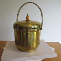 Vintage Pyrex & Brass Mid-Century Ice Bucket with Lid – Retro Barware Serving Accessory