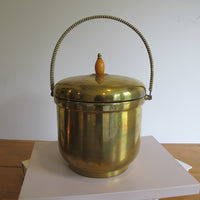 Vintage Pyrex & Brass Mid-Century Ice Bucket with Lid – Retro Barware Serving Accessory