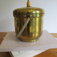Vintage Pyrex & Brass Mid-Century Ice Bucket with Lid – Retro Barware Serving Accessory