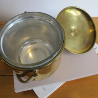 Vintage Pyrex & Brass Mid-Century Ice Bucket with Lid – Retro Barware Serving Accessory