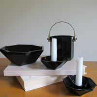 French Amethyst Black Glass Candle Holders and Dish – Vintage Decorative Glassware (Sold Individually)