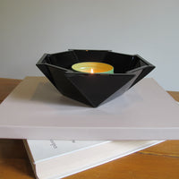 French Amethyst Black Glass Candle Holders and Dish – Vintage Decorative Glassware (Sold Individually)