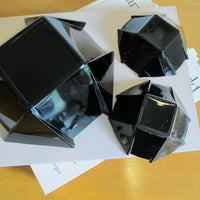 French Amethyst Black Glass Candle Holders and Dish – Vintage Decorative Glassware (Sold Individually)