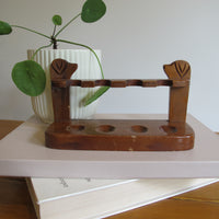 Vintage Carved Wood Dog Pipe Holder – Folk Art Smoking Pipe Stand