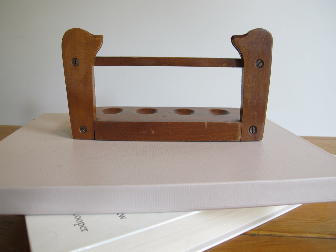 Vintage Carved Wood Dog Pipe Holder – Folk Art Smoking Pipe Stand