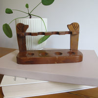 Vintage Carved Wood Dog Pipe Holder – Folk Art Smoking Pipe Stand