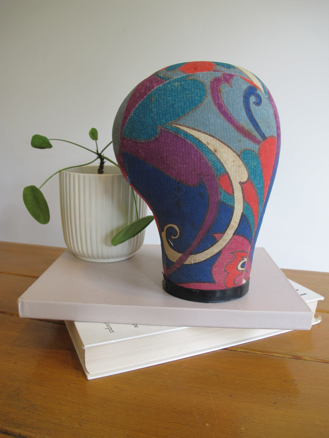 Vintage Paisley Fabric Hat Form Display Mannequin – Decorative Millinery Head Form