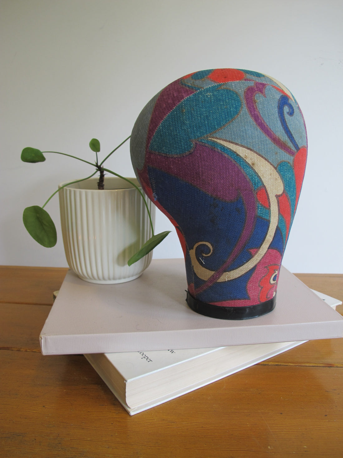 Vintage Paisley Fabric Hat Form Display Mannequin – Decorative Millinery Head Form