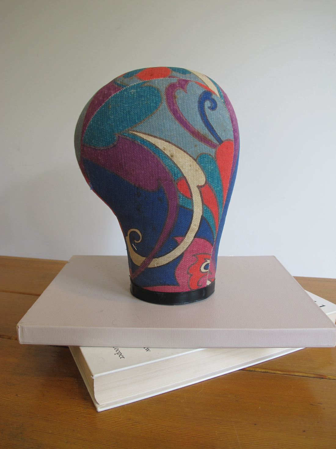 Vintage Paisley Fabric Hat Form Display Mannequin – Decorative Millinery Head Form